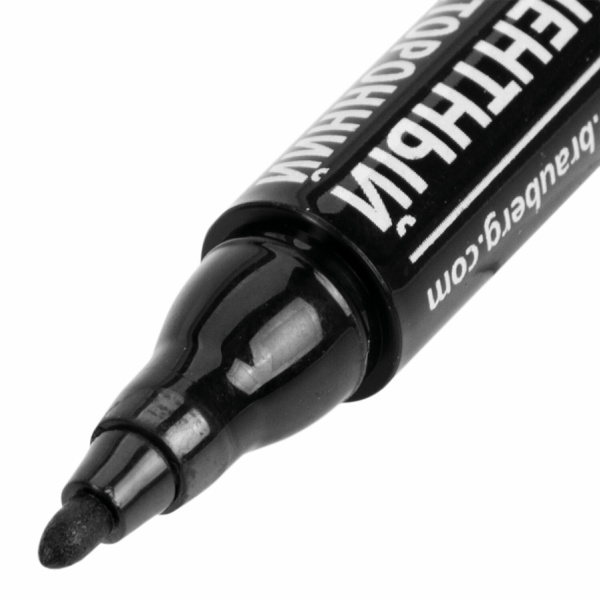 Маркер перманентный двусторонний BRAUBERG, ЧЕРНЫЙ, круглый наконечник, 2/4 мм, 150836 - Маркеры перманентные