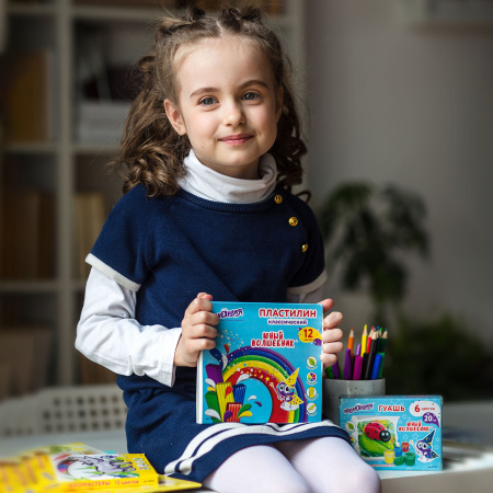 Пластилин классический ЮНЛАНДИЯ "ЮНЫЙ ВОЛШЕБНИК", 12 цветов, 240 г, со стеком, 106506 - Пластилин