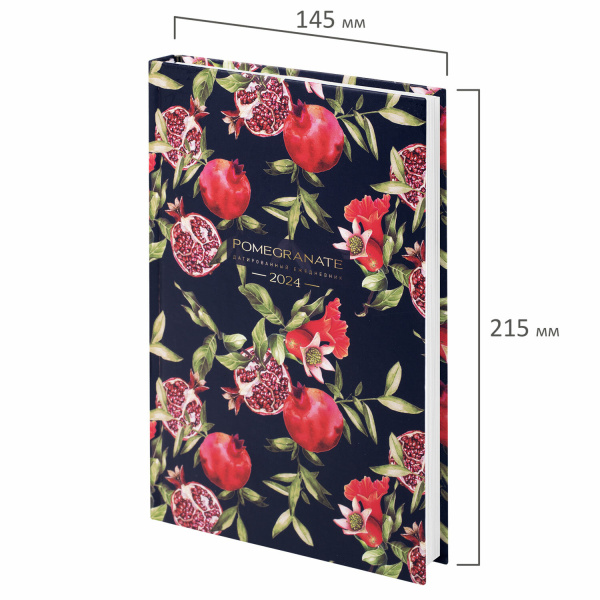 Ежедневник датированный 2024 145х215 мм, А5, STAFF, ламинированная обложка, "Гранаты", 115139 - Ежедневники с твердой обложкой