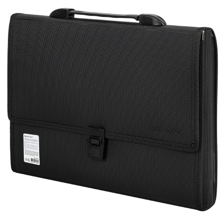 Папка-портфель пластиковая BRAUBERG "ДИПЛОМАТ", А4 (330х245х35 мм), 13 отделений, фактура бисер, черная, 226025 - Портфели пластиковые