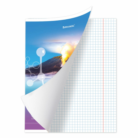 Тетрадь предметная "ЯРКАЯ", 36 л., обложка мелованная бумага, ХИМИЯ, клетка, BRAUBERG, 404235 - Тетради предметные