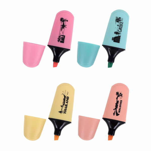 Текстовыделитель мини BRAUBERG "PASTEL Mini", АССОРТИ В ПЛАСТИКОВОЙ БАНКЕ, линия 1-5 мм, 152432 - Текстовыделители