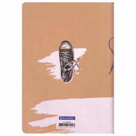 Тетрадь 40 л. в клетку обложка КРАФТ, бежевая бумага 70 г/м2, сшивка, А5 (147х210 мм), SNEAKERS, BRAUBERG, 403759 - Тетради 40-48 листов