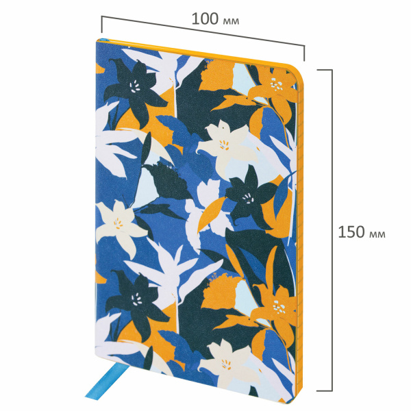 Блокнот МАЛЫЙ ФОРМАТ (100х150 мм) А6, BRAUBERG VISTA "Flower dreams", под кожу, гибкий, 80 л., 112095 - Бизнес-блокноты и бизнес-тетради