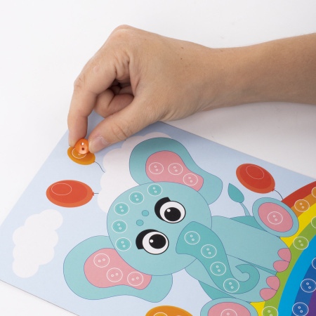 Набор для творчества "Аппликация из пуговиц", "Слоненок", основа 20х15 см, ЮНЛАНДИЯ, 662392 - Создание аппликаций