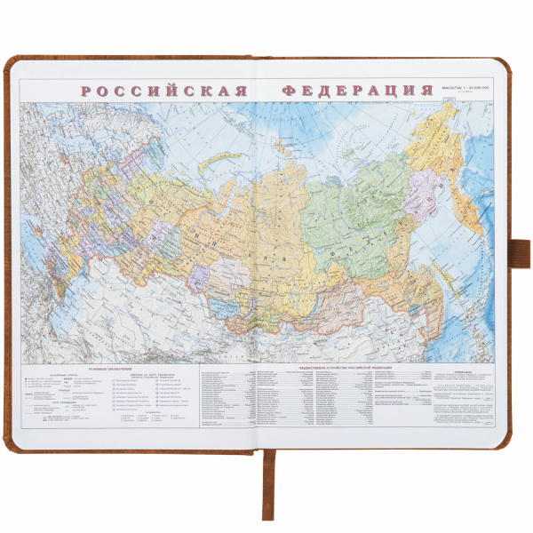 Ежедневник недатированный А5 (138x213 мм) BRAUBERG "Wood", кожзам, резинка, 136 л., коричневый, 111676 - Ежедневники с покрытием "под кожу и ткань"