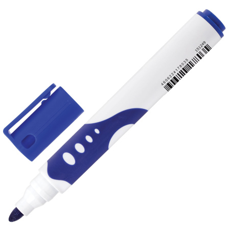 Маркер стираемый для белой доски СИНИЙ, BRAUBERG "SOFT", 5 мм, резиновая вставка, 151249 - Маркеры для досок