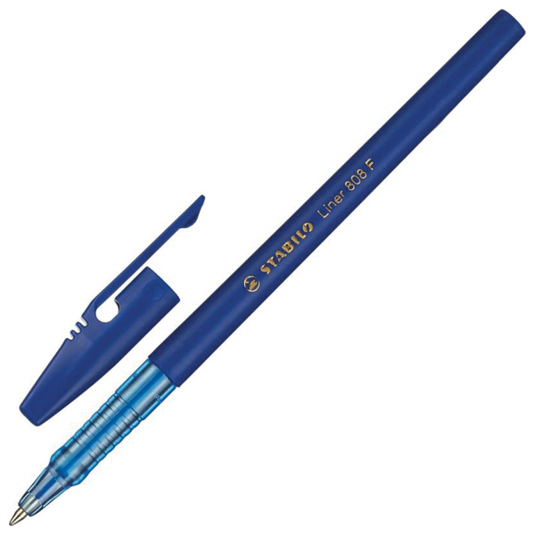 Ручка шариковая STABILO "Liner", СИНЯЯ, корпус синий, узел 0,7 мм, линия письма 0,3 мм, 808/41 - Ручки шариковые неавтоматические