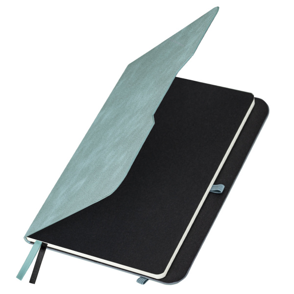 Блокнот А5 (162х218 мм), BRAUBERG "NOTE", под кожу софт-тач, с резинкой, 80 л., клетка, светло-серый, 113441 - Бизнес-блокноты и бизнес-тетради