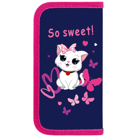 Пенал ПИФАГОР, 2 отделения, ламинированный картон, 19х11 см, "Positive Kitty", 271534 - Пеналы каркасные