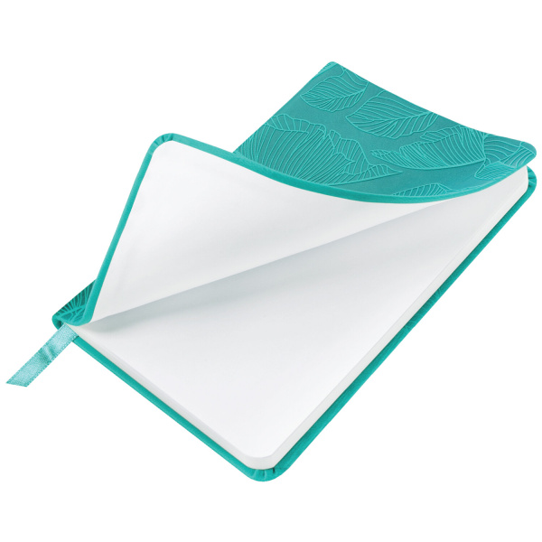 Еженедельник датированный 2024 МАЛЫЙ ФОРМАТ 95х155 мм А6, BRAUBERG "Foliage", под кожу, бирюзовый, 115052 - Еженедельники