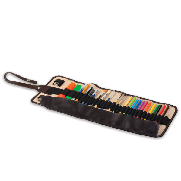 Пенал для художника на кнопках, размер 200х100 мм, ткань, бежевый, 695 - Пеналы (органайзеры) для красок, кистей, карандашей