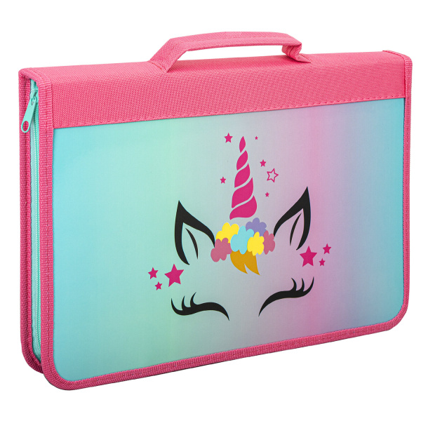 Папка для труда на молнии BRAUBERG А4 с ручкой, 1 отделение, органайзер, "Unicorn", 271447 - Папки для тетрадей и уроков труда