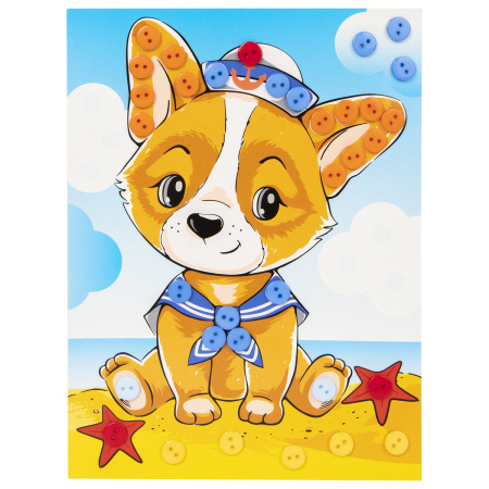 Набор для творчества "Аппликация из пуговиц", "На морском берегу", основа 20х15 см, ЮНЛАНДИЯ, 662394 - Создание аппликаций