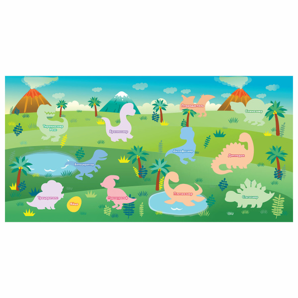 Наклейки обучающие тематические из EVA "Динозавры", 20х40 см, многоразовые, ЮНЛАНДИЯ, 663772 - Наклейки