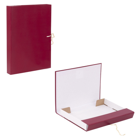 Короб архивный А4 (240х330 мм), 35 мм, 2 завязки, бумвинил, до 300 листов, бордовый, BRAUBERG, 122037 - Короба архивные