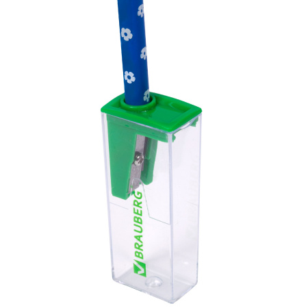 Точилка BRAUBERG "Assistant", с контейнером, пластиковая, корпус ассорти, 228451 - Точилки ручные