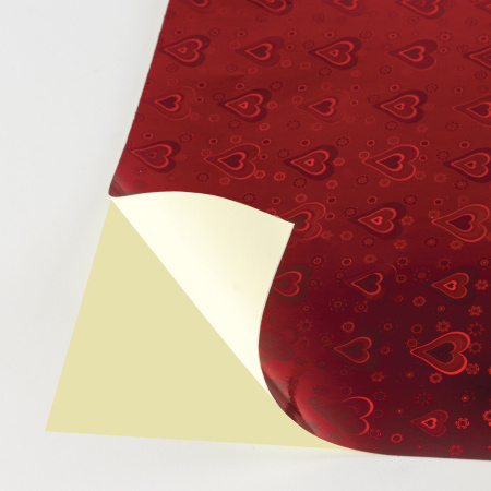 Цветная бумага, А4, ГОЛОГРАФИЧЕСКАЯ САМОКЛЕЯЩАЯСЯ, 8 листов 8 цветов, "СЕРДЕЧКИ", в пакете, ОСТРОВ СОКРОВИЩ, 129886 - Цветная бумага