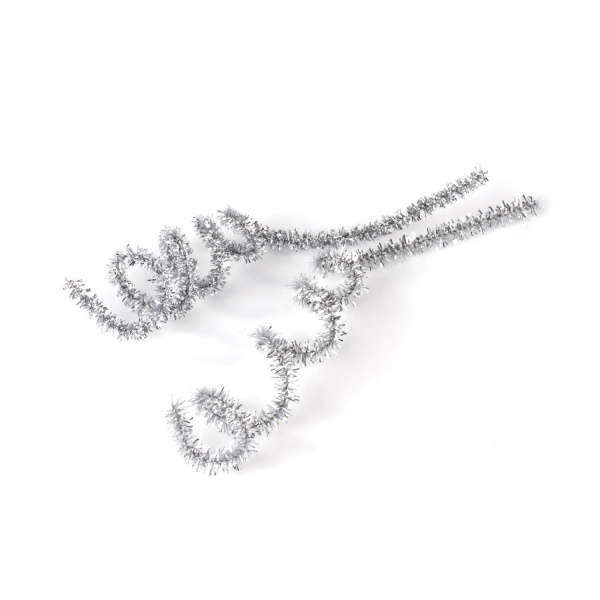 Проволока синельная для творчества "Блестящая", серебряная, 30 шт., 0,6х30 см, ОСТРОВ СОКРОВИЩ, 661544 - Проволока синельная (пушистая)