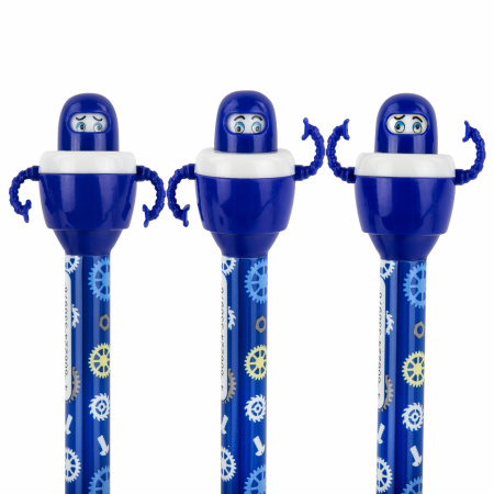 Ручка фигурная шариковая ЮНЛАНДИЯ "Робот", корпус ассорти, СИНЯЯ, пишущий узел 0,7 мм, 143790 - Ручки фигурные