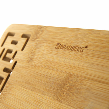 Подставка для книг и планшетов бамбуковая резная BRAUBERG, 28х20 см, регулируемый угол, 237897 - Подставки для книг