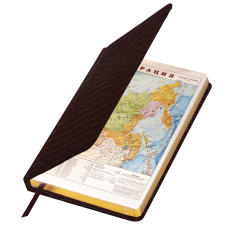 Ежедневник недатированный А5 138х213 мм BRAUBERG "Comodo" под кожу, 160 л., темно-коричневый, 123838 - Ежедневники с покрытием "под кожу и ткань"