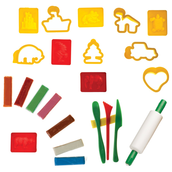 Пластилин JOVI (Испания), набор, 8 цветов, 200 г, 12 форм, 3 стека, скалка, пластиковый чемодан, 230 - Пластилин