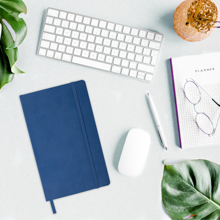 Блокнот А5 (130х210 мм), BRAUBERG ULTRA, под кожу, 80 г/м2, 96 л., клетка, темно-синий, 113005 - Бизнес-блокноты и бизнес-тетради