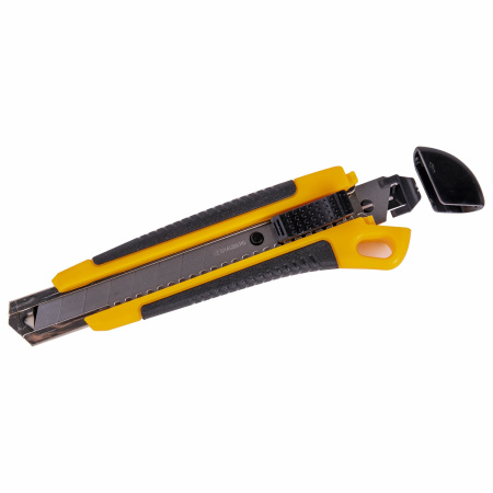 Нож канцелярский 18 мм BRAUBERG "Universal", 3 лезвия в комплекте, автофиксатор, резиновые вставки, 230919 - Ножи канцелярские универсальные