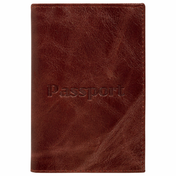 Обложка для паспорта натуральная кожа пулап, "Passport", кожаные карманы, коричневая, BRAUBERG, 238197 - Обложки для паспорта