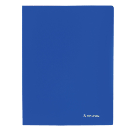 Папка с боковым металлическим прижимом BRAUBERG стандарт, синяя, до 100 листов, 0,6 мм, 221629 - Папки с прижимом