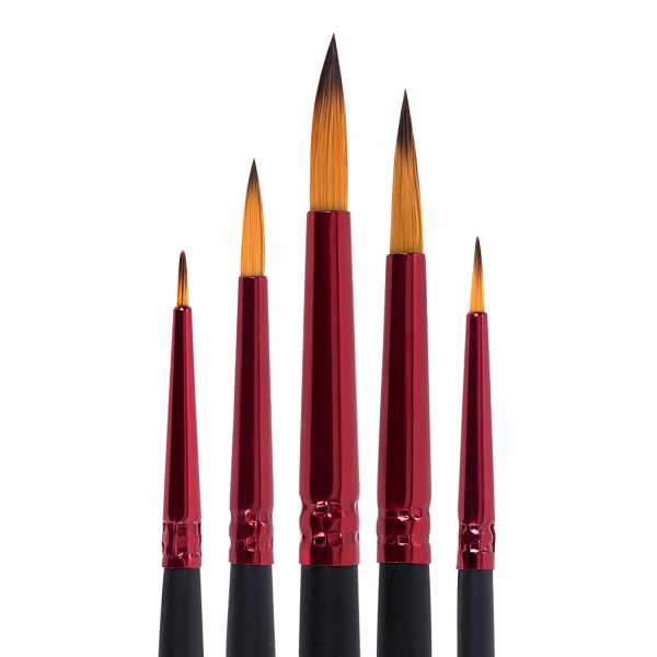 Кисти BRAUBERG PREMIUM, набор 5 шт. (синтетика, круглая № 1, 2, 3, 4, 5), блистер, 201025 - Кисти для рисования