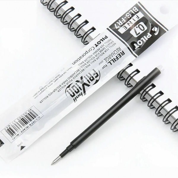 Стержень стираемый гелевый PILOT, 111 мм, ЧЕРНЫЙ, узел 0,7 мм, линия письма 0,35 мм, BLS-FR-7 - Стержни для ручек гелевых