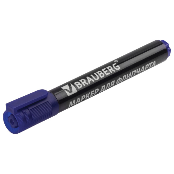 Маркер для бумажного флипчарта BRAUBERG, НЕПРОПИТЫВАЮЩИЙ, СИНИЙ, 2,5 мм, 151254 - Маркеры для флипчартов