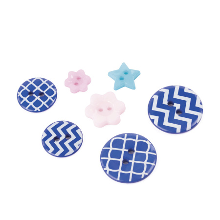 Пуговицы декоративные "Оттенки синего", пластик, 52 шт., ассорти, ОСТРОВ СОКРОВИЩ, 661405 - Пуговицы для творчества