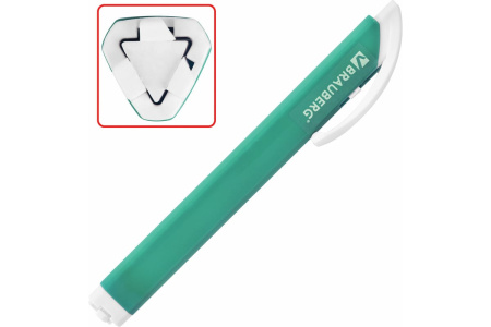 Ластик выдвижной + 2 сменных ластика BRAUBERG "TRIOS", 120х6,9х7,8 мм, бирюзовый корпус, 272693