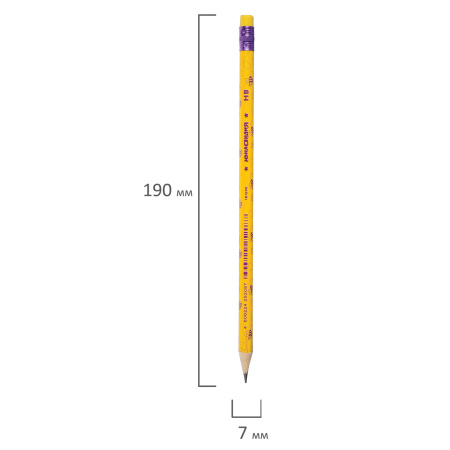 Карандаш чернографитный ЮНЛАНДИЯ, 1 шт., "Веселый Шмель", НВ, корпус с печатью, с резинкой, 181590 - Карандаши чернографитные