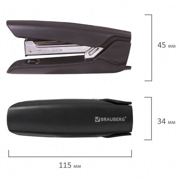 Степлер №24/6, 26/6 BRAUBERG "ULTRA", до 30 листов, с антистеплером, черный, 228756 - Степлеры настольные
