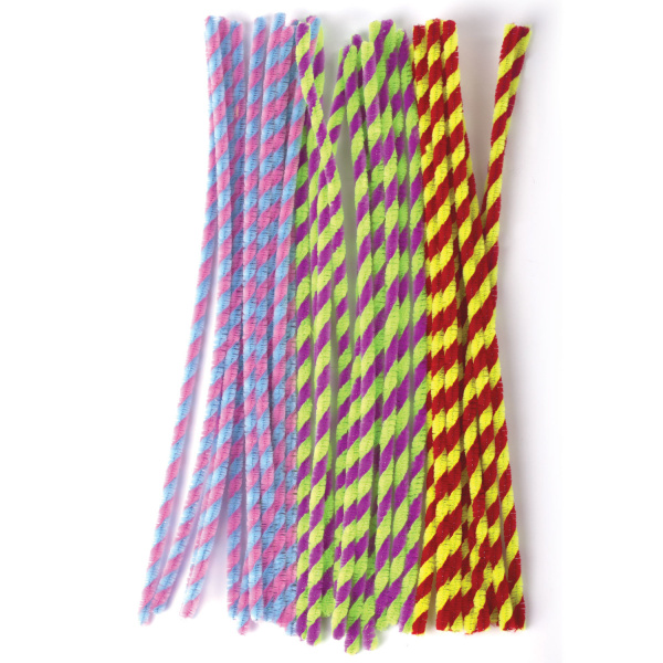 Проволока синельная для творчества "Пушистая", спираль, 6 цв., 30 шт., 0,6х30 см, Вид 1, ОСТРОВ СОКРОВИЩ, 661526 - Проволока синельная (пушистая)