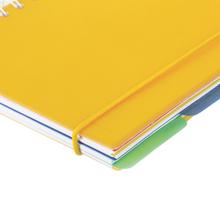 Тетрадь-блокнот 150 л., A5, 170x215 мм, BRAUBERG, линия, гребень, обложка пластиковая, на резинке, 4 разделителя, "Juicy", 401795 - Тетради-блокноты