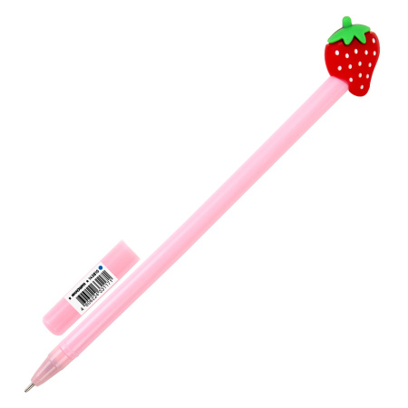 Ручка с топпером шариковая ЮНЛАНДИЯ "Фрукт", корпус ассорти, СИНЯЯ, пишущий узел 0,7 мм, 143810 - Ручки фигурные