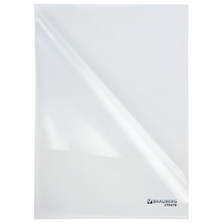 Папка-уголок плотная BRAUBERG SUPER, 0,18 мм, прозрачная, 270478 - Папки-уголки пластиковые
