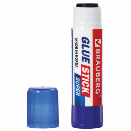 Клей-карандаш BRAUBERG SUPER, 8 г, обесцвечивающийся после высыхания, ЮЖНАЯ КОРЕЯ, 229544 - Клей-карандаш