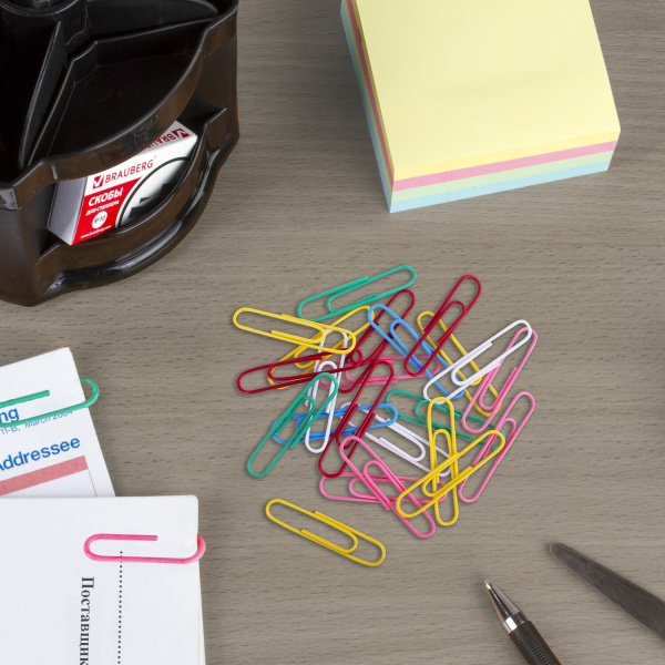 Скрепки большие ЭКСТРА ОФИСМАГ 50 мм цветные 50 штук, 271318 - Скрепки канцелярские