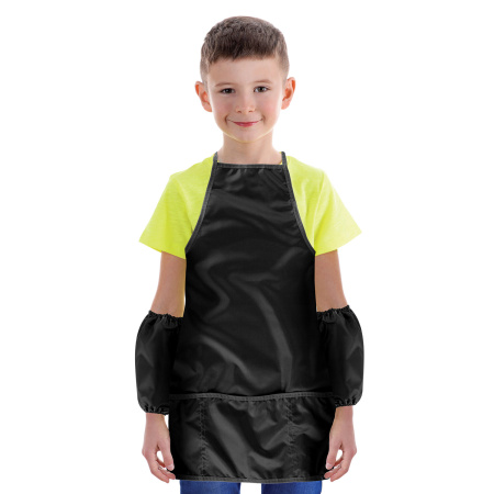 Фартук с нарукавниками для уроков труда ПИФАГОР, 3 кармана, увеличенный размер, 45х60 см, черный, 271092 - Аксессуары для рисования
