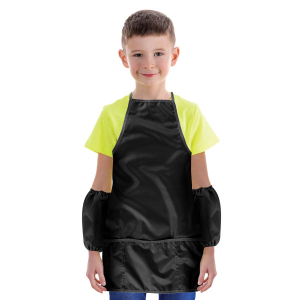 Фартук с нарукавниками для уроков труда ПИФАГОР, 3 кармана, увеличенный размер, 45х60 см, черный, 271092 - Аксессуары для рисования