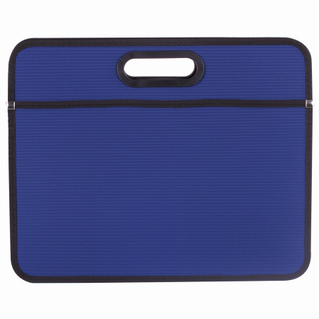 Сумка пластиковая BRAUBERG, А4+, 390х315х70 мм, на молнии, внешний карман, фактура бисер, синяя, 225167 - Папки-сумки с ручками