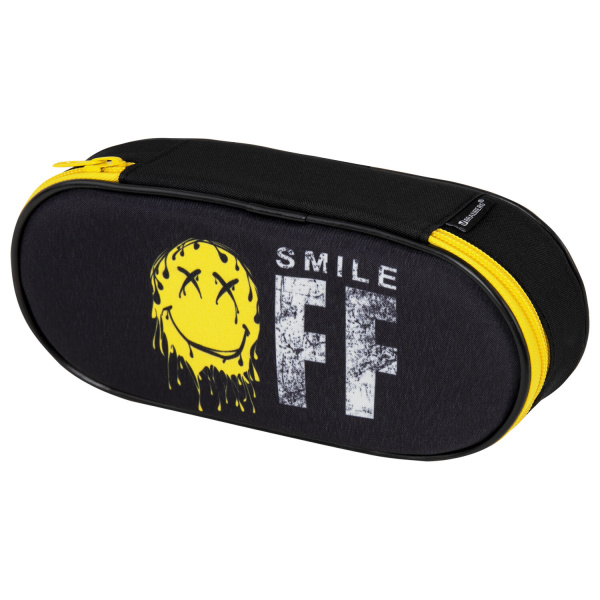 Пенал-футляр BRAUBERG, 1 отделение, органайзер, полиэстер, 22x9x5 см, "Smile OFF", 271587 - Пеналы мягкие