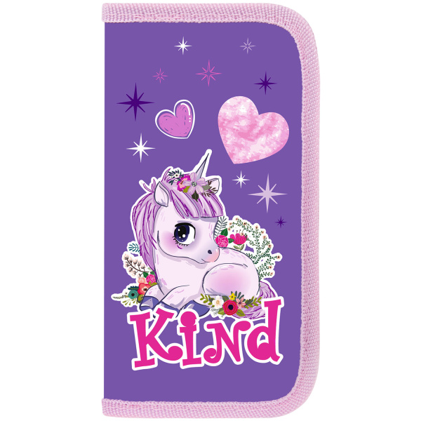 Пенал ПИФАГОР, 2 отделения, ламинированный картон, 19х11 см, "Happy Unicorn", 271533 - Пеналы каркасные