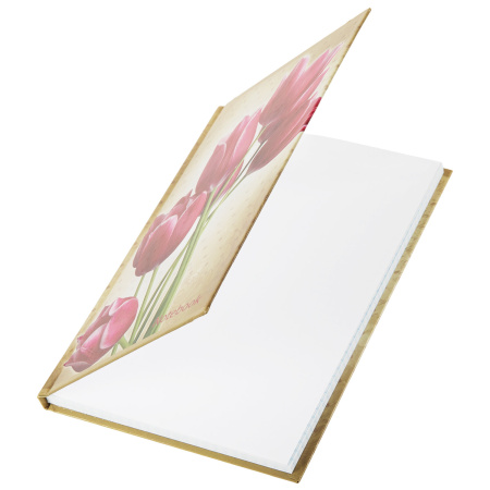 Блокнот А5 (135х206 мм), 96 л., твердый переплет, ламинированная обложка, клетка, BRAUBERG, "Цветы", 126112 - Блокноты в книжном переплете